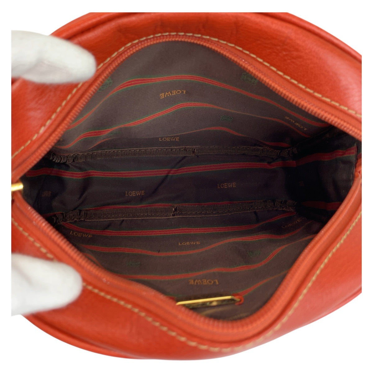 17810
LOEWE ロエベ ヴィンテージ ベラスケス オレンジ ゴールド金具 レザー ショルダーバッグ ポシェット レディース ABP54