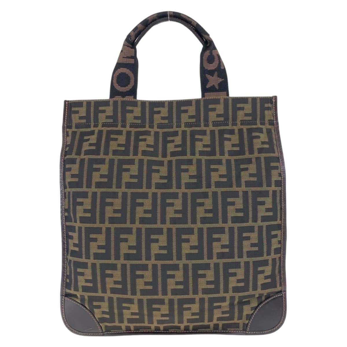 17811
FENDI フェンディ ズッカ 折りたたみ ブラウン シルバー金具 キャンバス / レザー トートバッグ ハンドバッグ  レディース A35