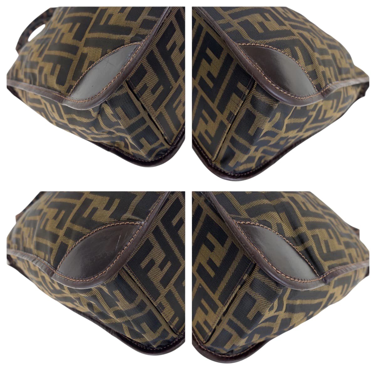 17811
FENDI フェンディ ズッカ 折りたたみ ブラウン シルバー金具 キャンバス / レザー トートバッグ ハンドバッグ  レディース A35