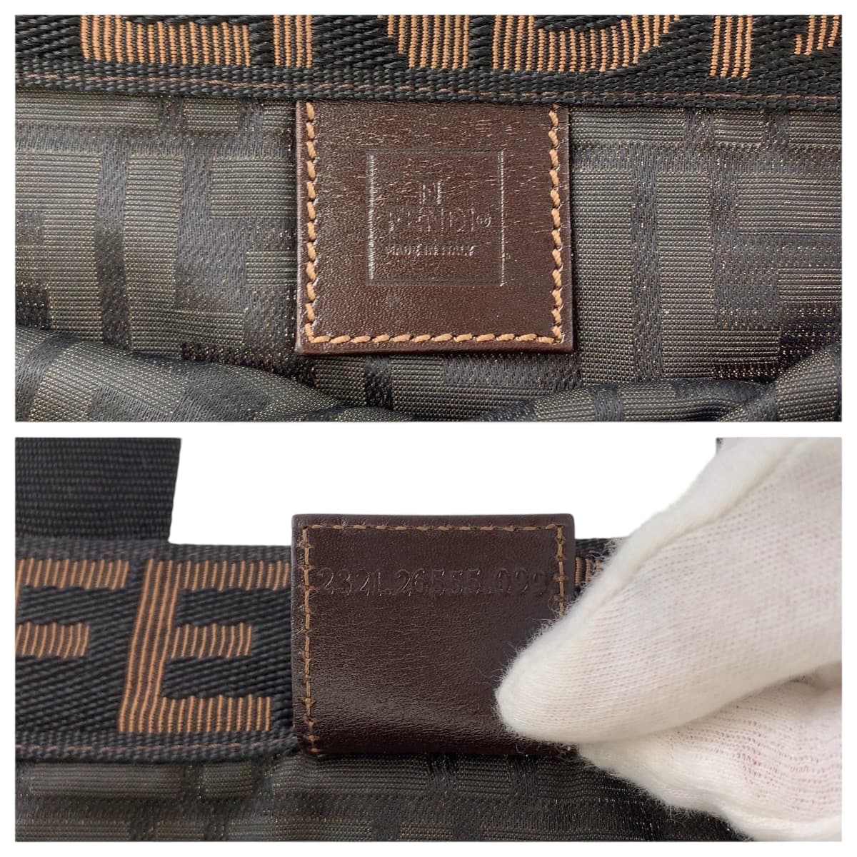 17811
FENDI フェンディ ズッカ 折りたたみ ブラウン シルバー金具 キャンバス / レザー トートバッグ ハンドバッグ  レディース A35