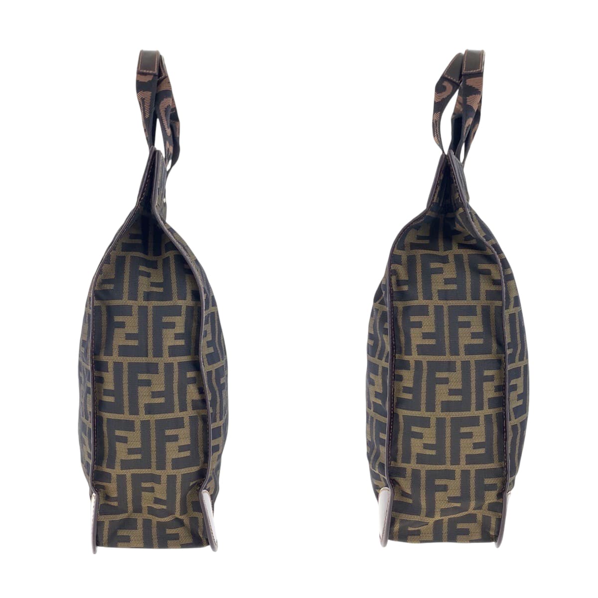 17811
FENDI フェンディ ズッカ 折りたたみ ブラウン シルバー金具 キャンバス / レザー トートバッグ ハンドバッグ  レディース A35