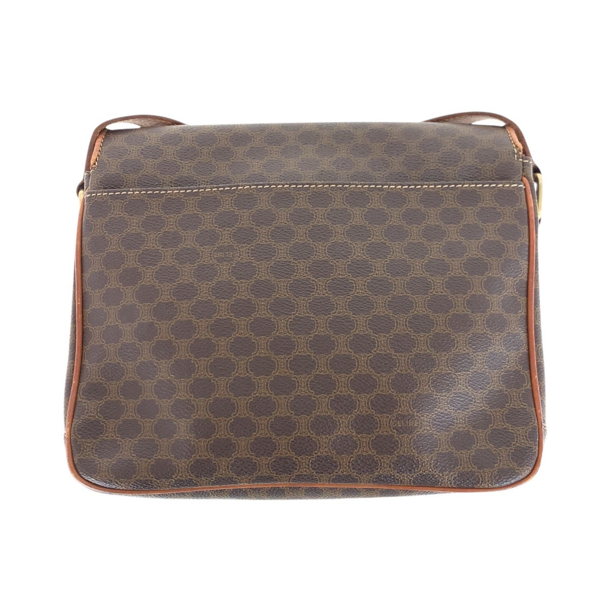 17812
CELINE セリーヌ ヴィンテージ マカダム サークルロゴ ブラウン ゴールド金具 PVC / レザー ショルダーバッグ ポシェット レディース AB46