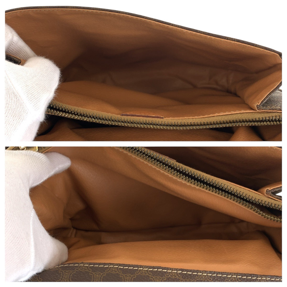 17812
CELINE セリーヌ ヴィンテージ マカダム サークルロゴ ブラウン ゴールド金具 PVC / レザー ショルダーバッグ ポシェット レディース AB46