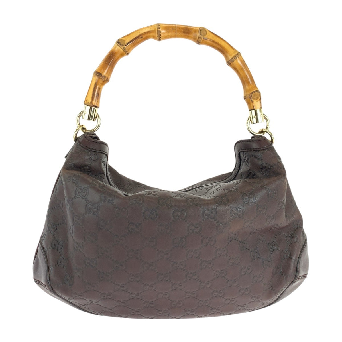 17813
GUCCI グッチ グッチシマ バンブー ブラウン ゴールド金具 レザー 169961 ショルダーバッグ 2way  レディース A78