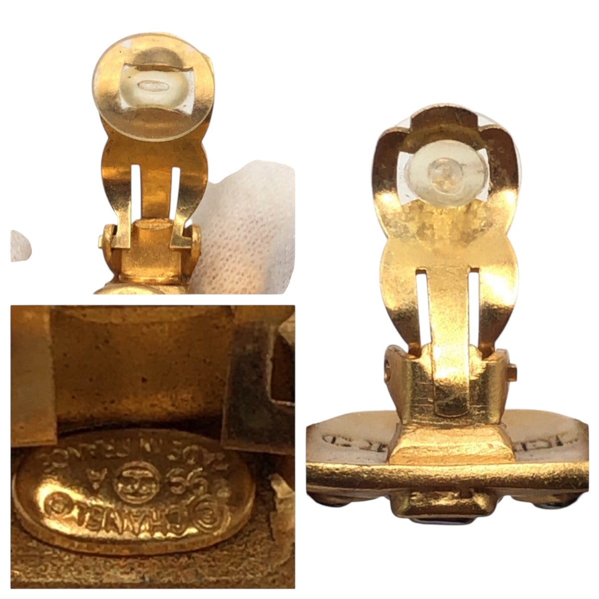 17814
CHANEL シャネル ヴィンテージ ココマーク グリポア ゴールド メタル イヤリング  レディース ABP