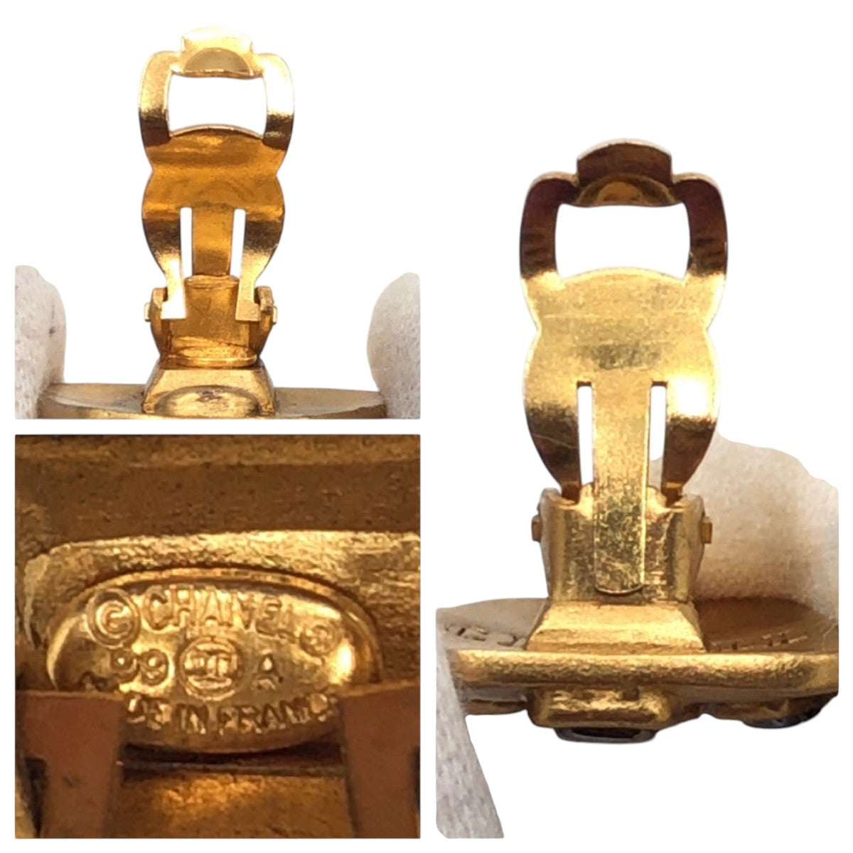 17814
CHANEL シャネル ヴィンテージ ココマーク グリポア ゴールド メタル イヤリング  レディース ABP