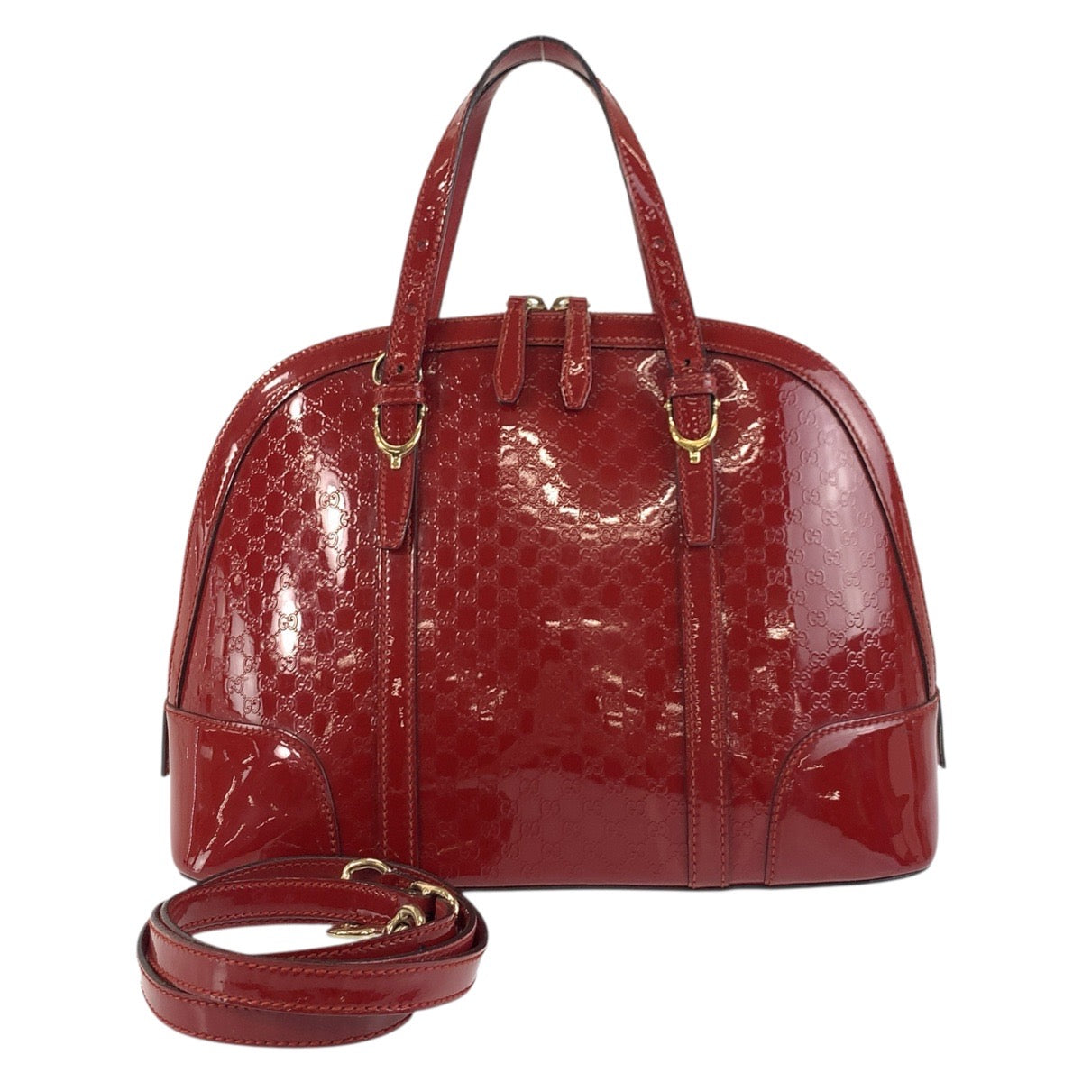 17817
GUCCI グッチ マイクログッチシマ レッド ゴールド金具 エナメル 309617 ハンドバッグ ショルダーバッグ 2way レディース AB54
