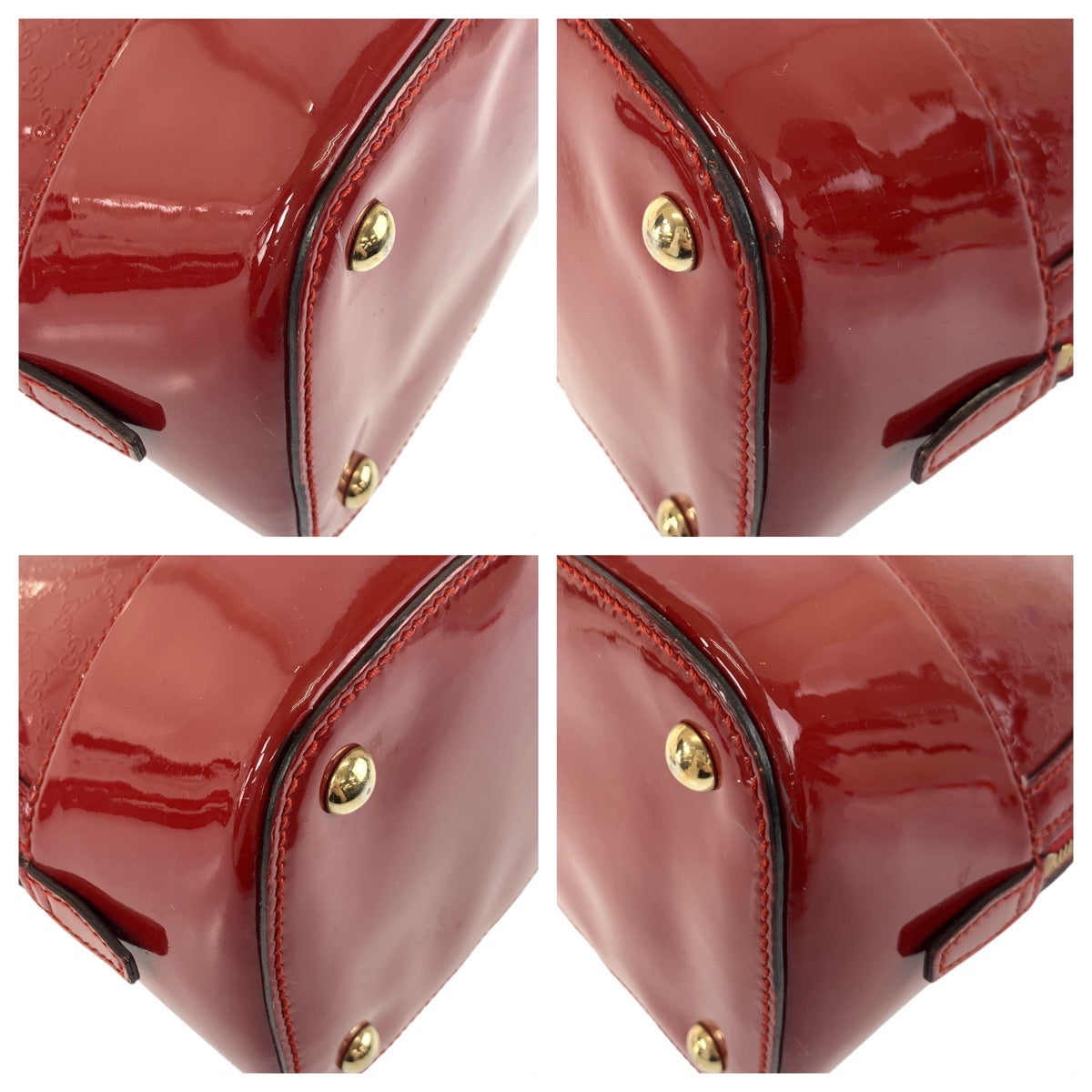 17817
GUCCI グッチ マイクログッチシマ レッド ゴールド金具 エナメル 309617 ハンドバッグ ショルダーバッグ 2way  レディース AB54