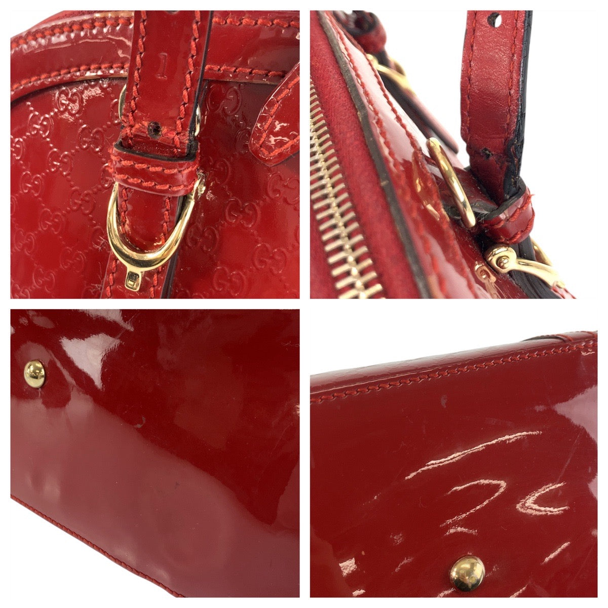 17817
GUCCI グッチ マイクログッチシマ レッド ゴールド金具 エナメル 309617 ハンドバッグ ショルダーバッグ 2way レディース AB54