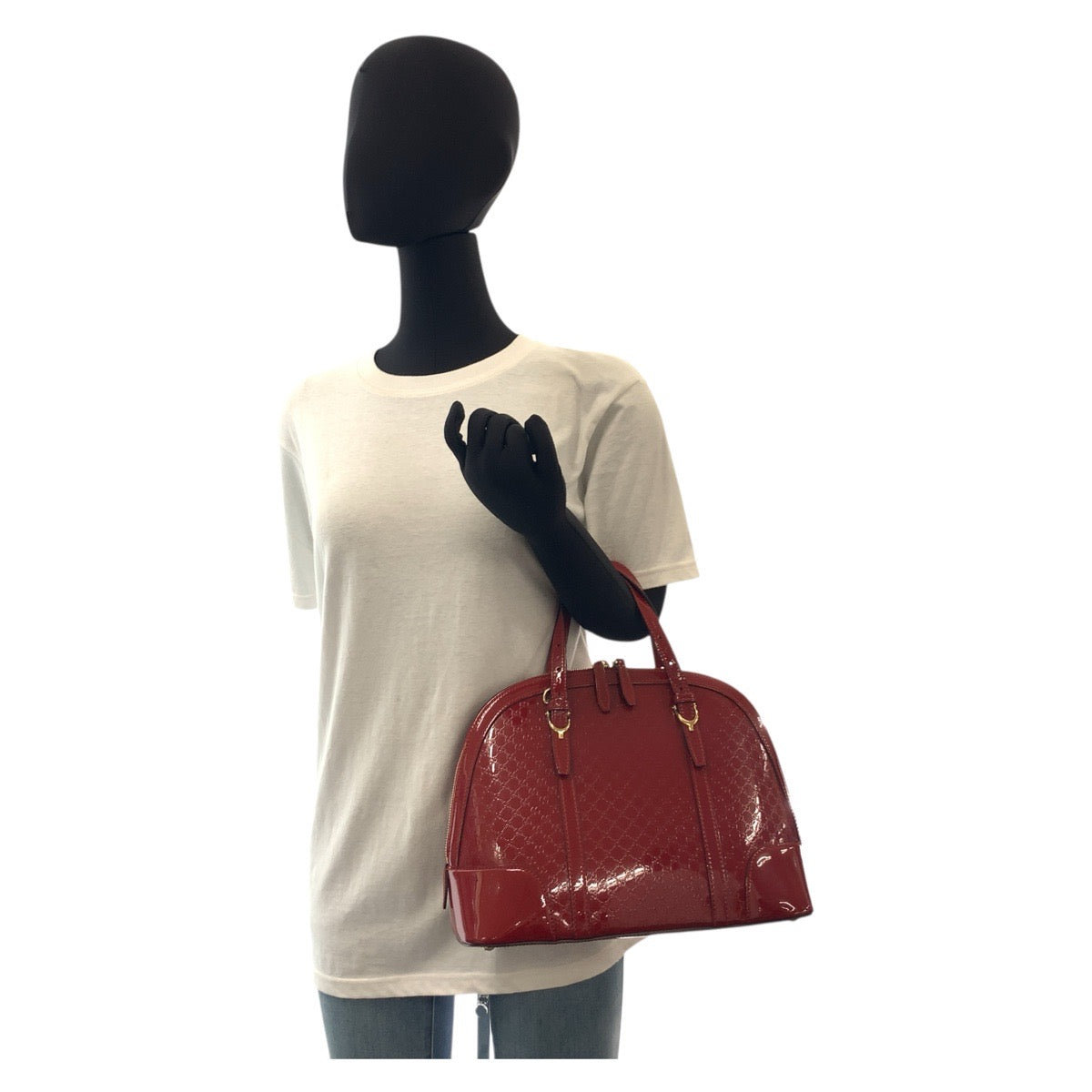 17817
GUCCI グッチ マイクログッチシマ レッド ゴールド金具 エナメル 309617 ハンドバッグ ショルダーバッグ 2way レディース AB54