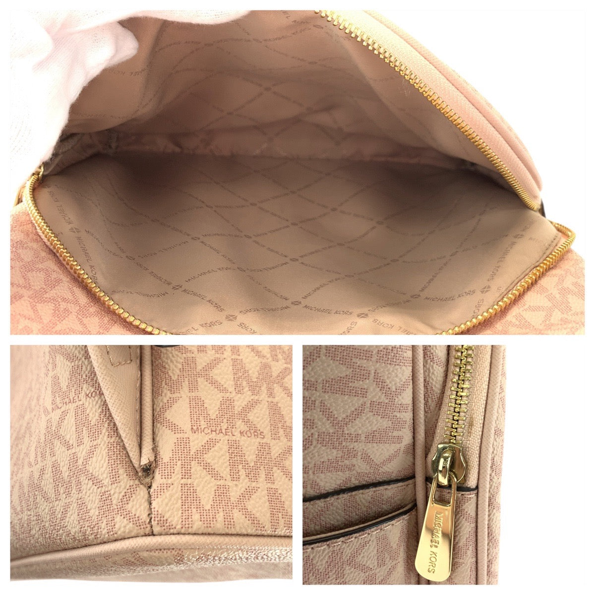 17819
Michael Kors マイケルコース ピンク ゴールド金具 PVC リュック バックパック  レディース A19