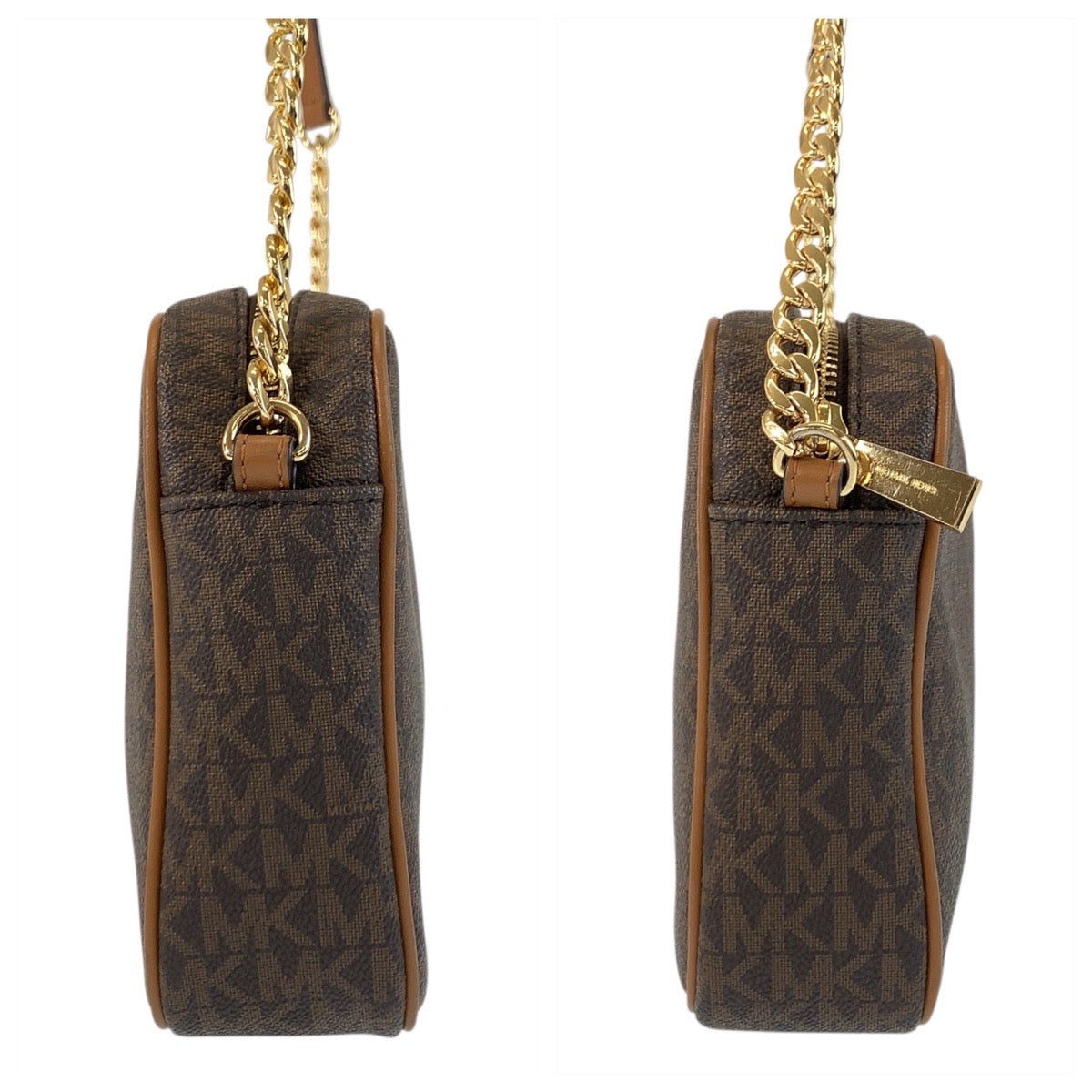 17821
Michael Kors マイケルコース ブラウン ゴールド金具 PVC ショルダーバッグ ポシェット  レディース A16