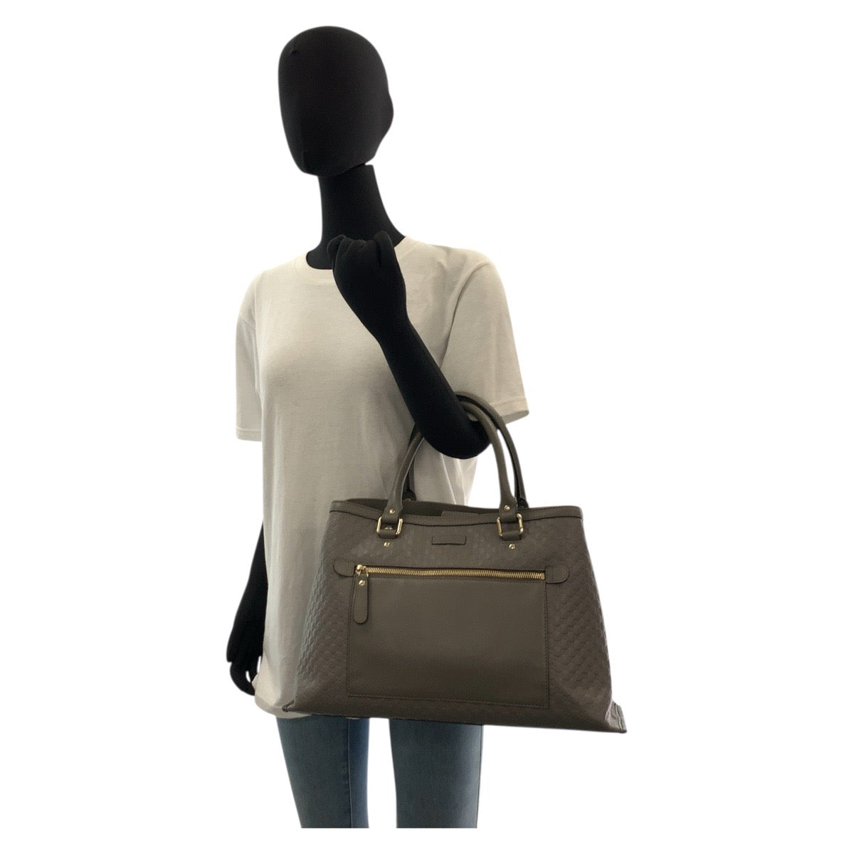 17822
GUCCI グッチ マイクログッチシマ グレー ゴールド金具 レザー 510291 トートバッグ ショルダーバッグ 2way レディース ABP71