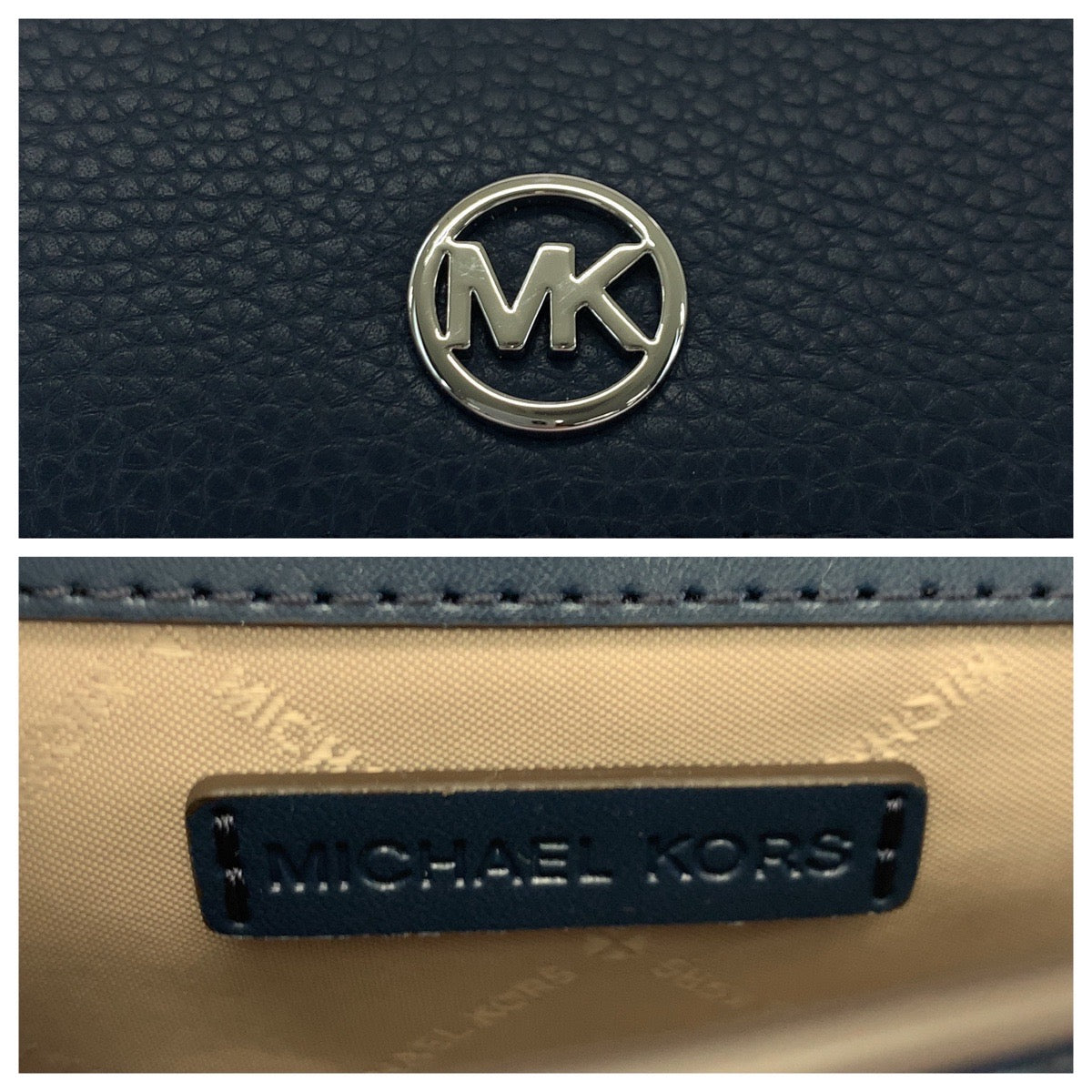 17828
Michael Kors マイケルコース ロゴ ネイビー シルバー金具 レザー 35F4STVC1L ショルダーバッグ ポシェット レディース N25