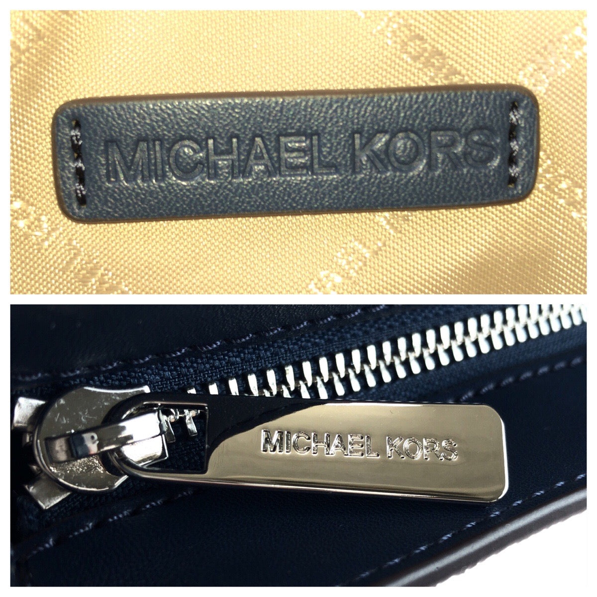 17829
Michael Kors マイケルコース MKシグネチャー ツートーン ブルー ネイビー シルバー金具 PVC ショルダーバッグ ポシェット レディース N23