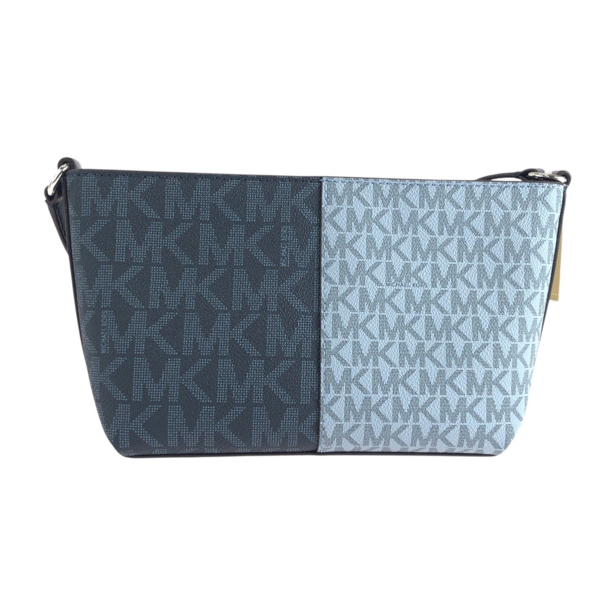 17829
Michael Kors マイケルコース MKシグネチャー ツートーン ブルー ネイビー シルバー金具 PVC ショルダーバッグ ポシェット レディース N23