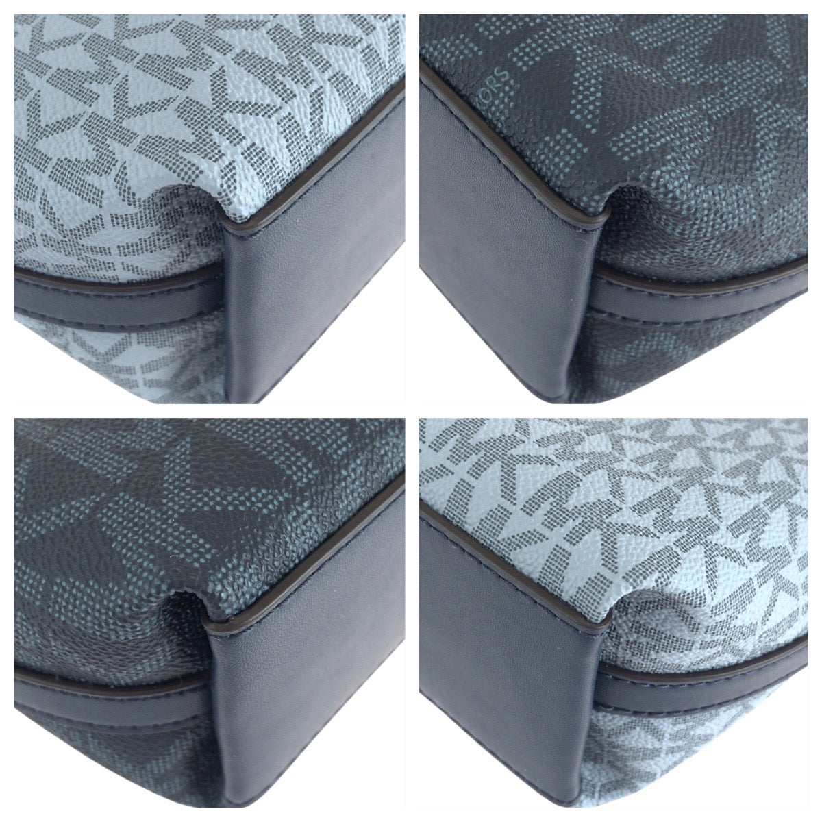 17829
Michael Kors マイケルコース MKシグネチャー ツートーン ブルー ネイビー シルバー金具 PVC ショルダーバッグ ポシェット レディース N23