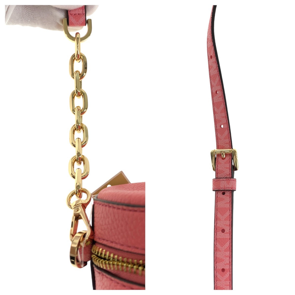 17831
Michael Kors マイケルコース ピンク ゴールド金具 レザー ショルダーバッグ ポシェット レディース N23