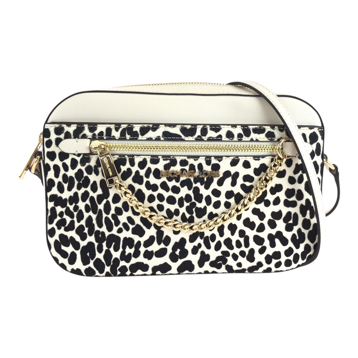 17832
Michael Kors マイケルコース ホワイト ゴールド金具 ハラコ / レザー ショルダーバッグ ポシェット レディース N23