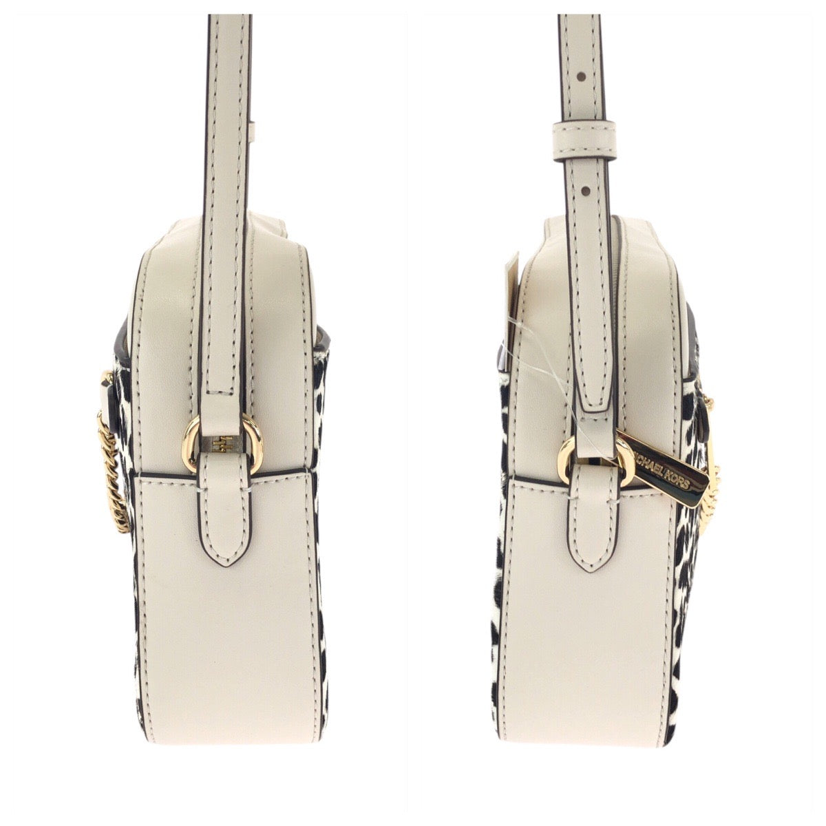 17832
Michael Kors マイケルコース ホワイト ゴールド金具 ハラコ / レザー ショルダーバッグ ポシェット レディース N23