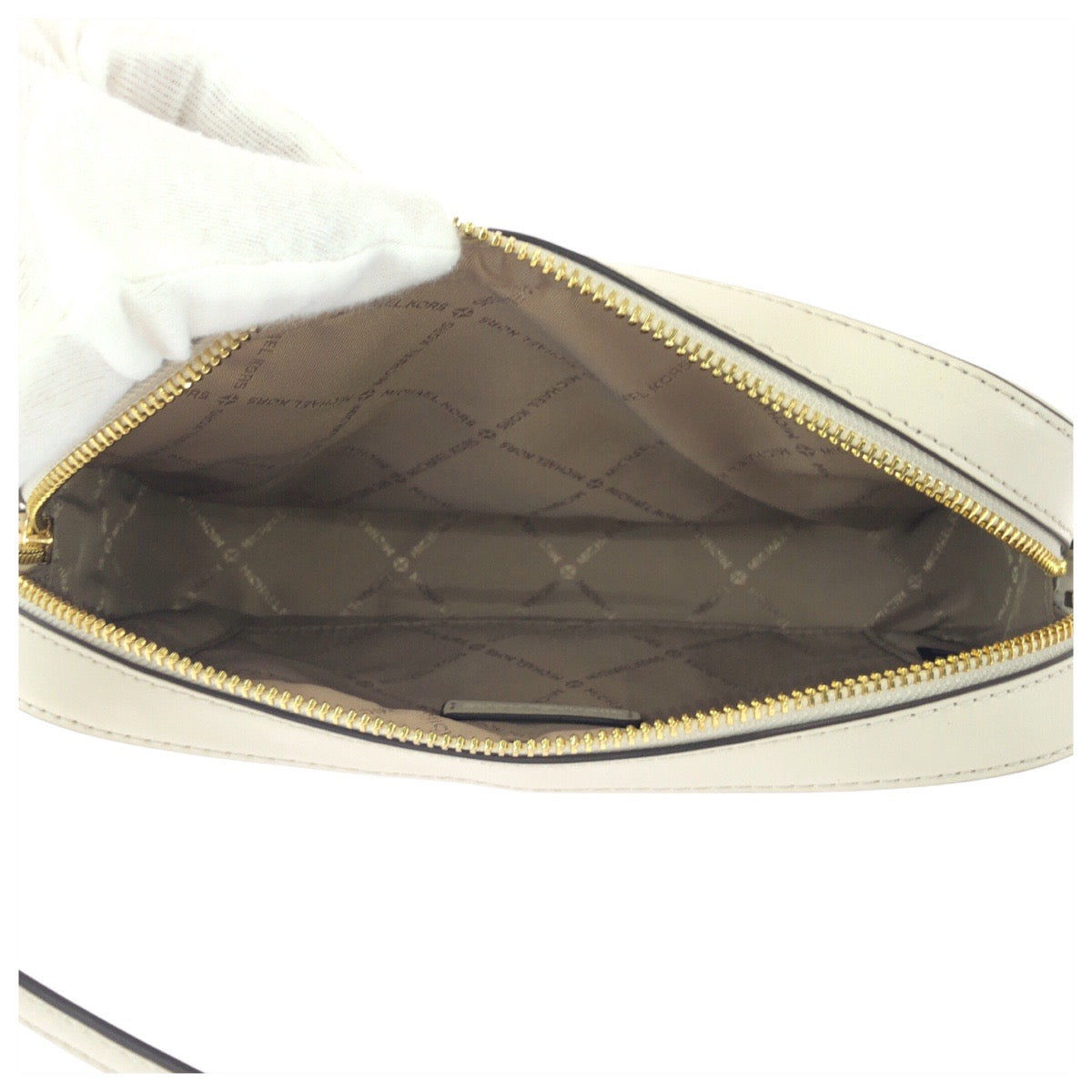 17832
Michael Kors マイケルコース ホワイト ゴールド金具 ハラコ / レザー ショルダーバッグ ポシェット レディース N23