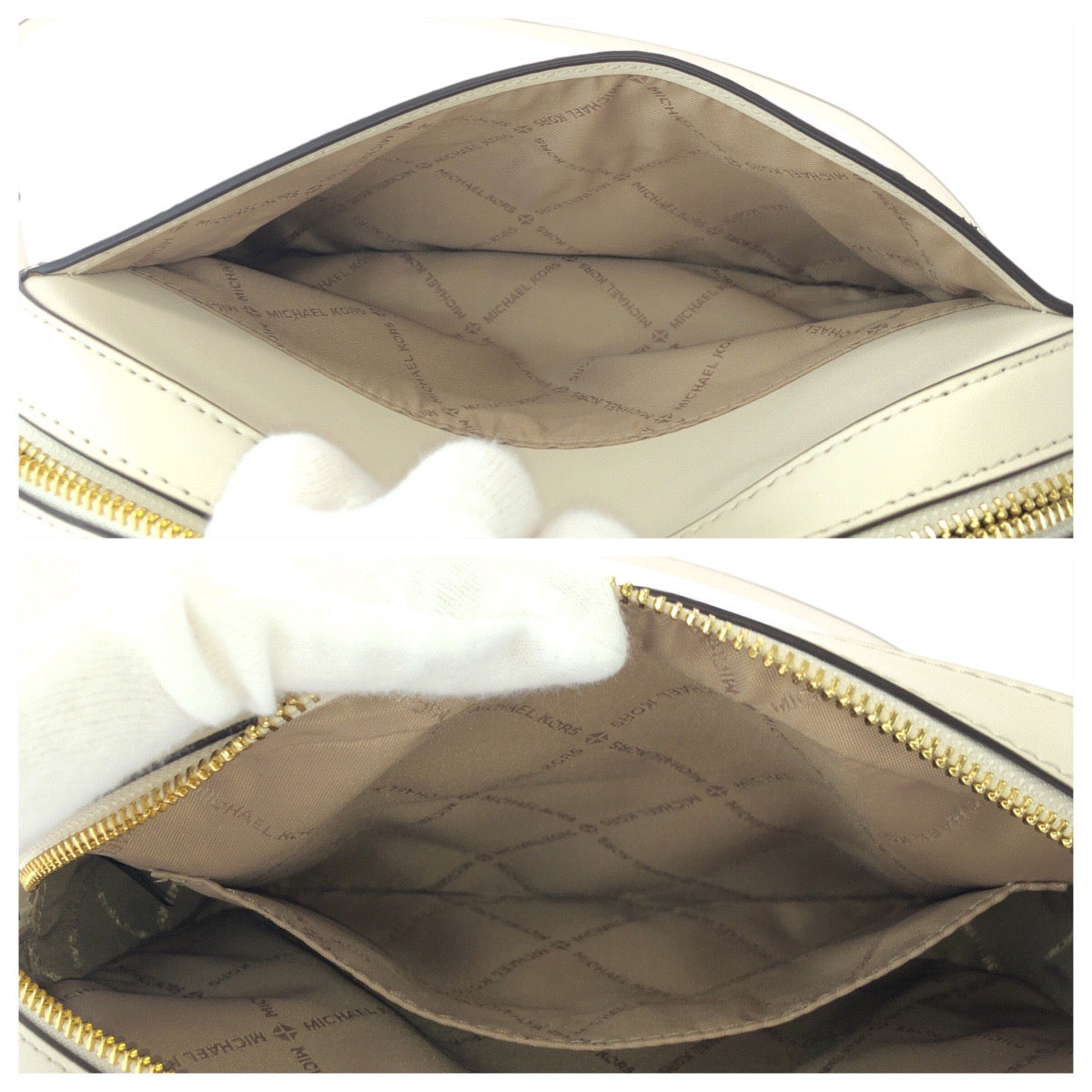 17832
Michael Kors マイケルコース ホワイト ゴールド金具 ハラコ / レザー ショルダーバッグ ポシェット レディース N23