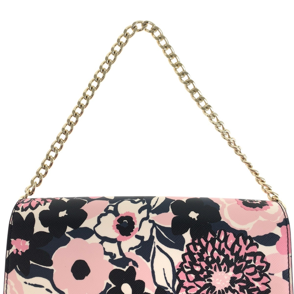 17833
Kate Spade ケイトスペード フラワー ピンク ブラック ゴールド金具 PVC ショルダーバッグ ポシェット レディース N23