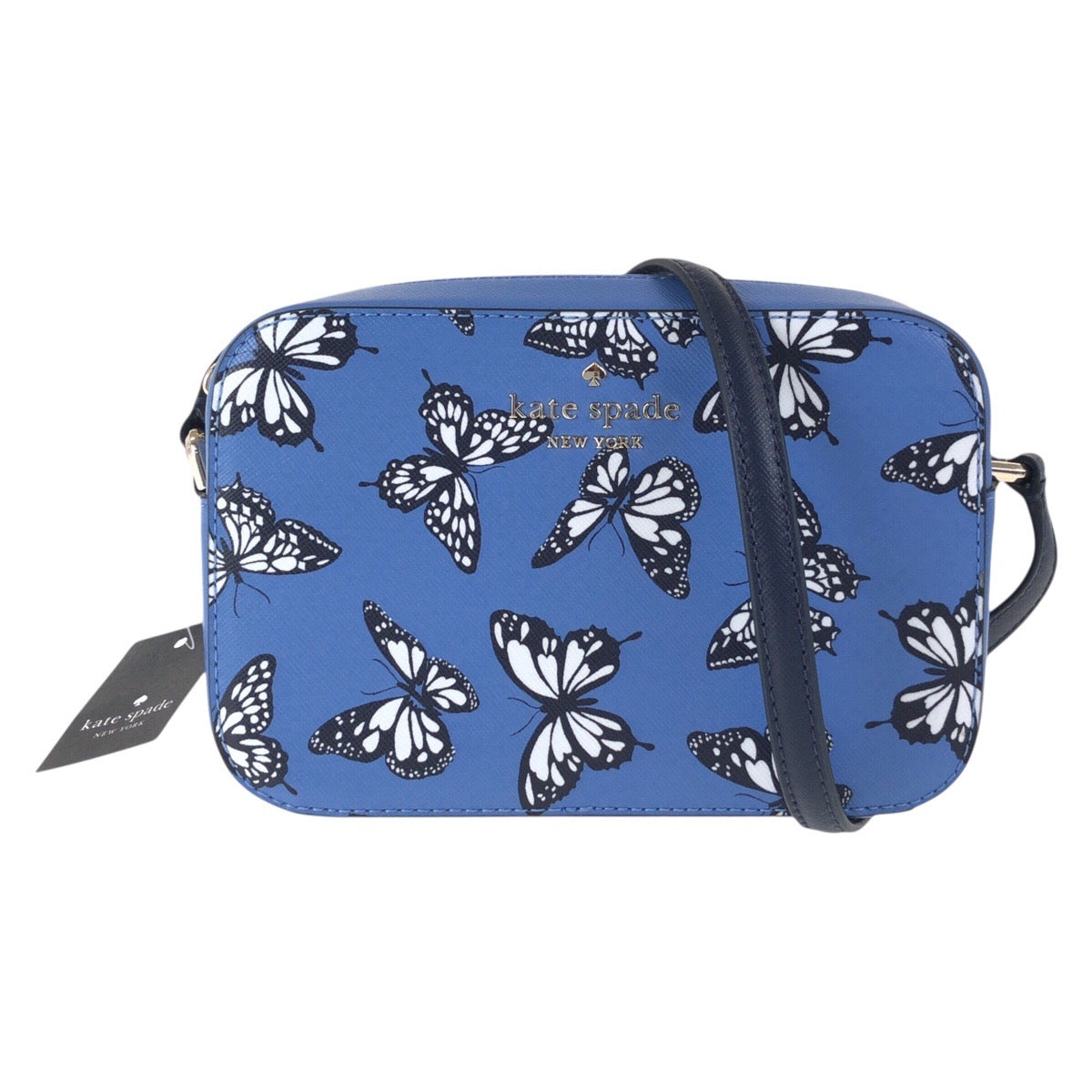 17834
Kate Spade ケイトスペード ブルー ネイビー シルバー金具 レザー 斜め掛け ショルダーバッグ  レディース N23