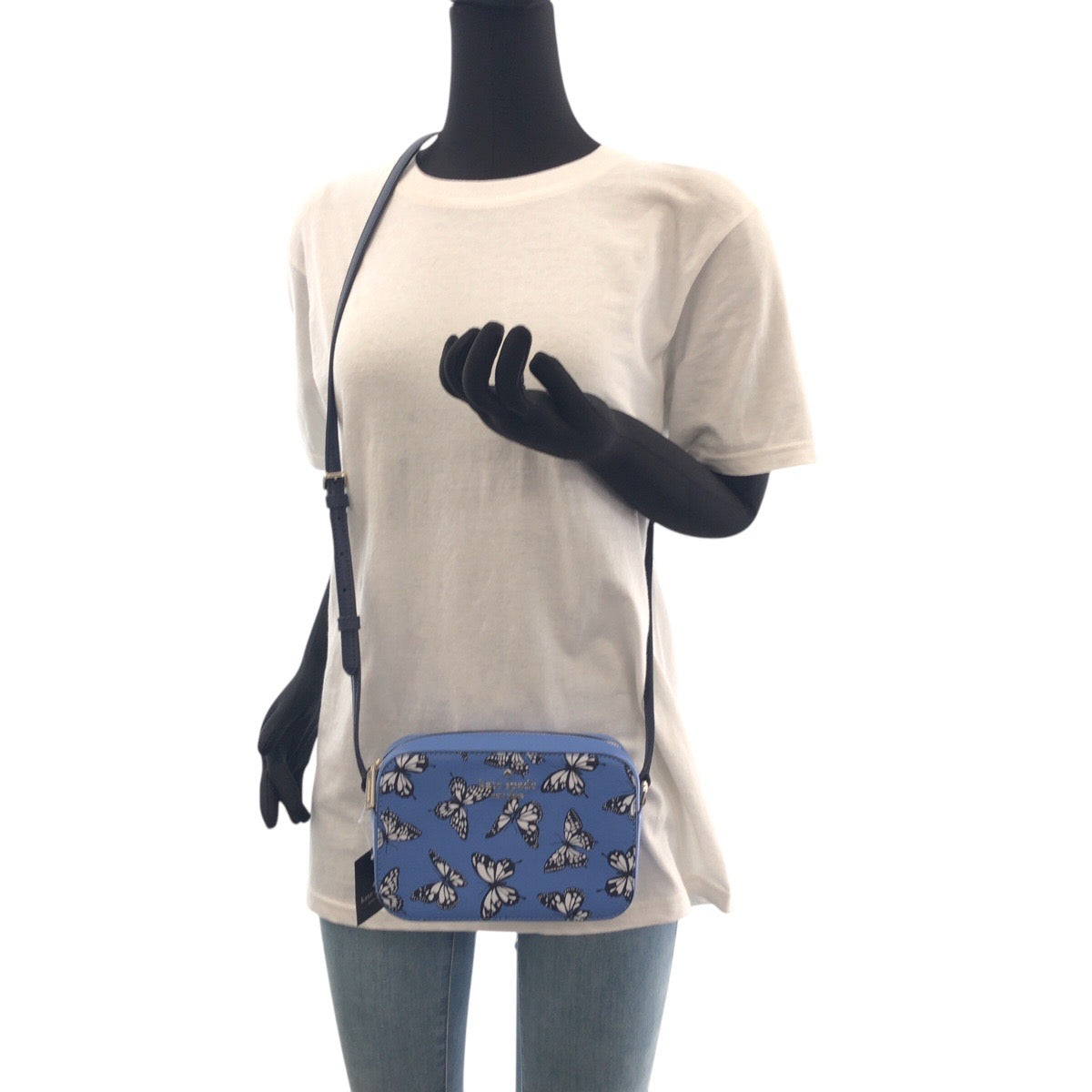17834
Kate Spade ケイトスペード ブルー ネイビー シルバー金具 レザー 斜め掛け ショルダーバッグ  レディース N23