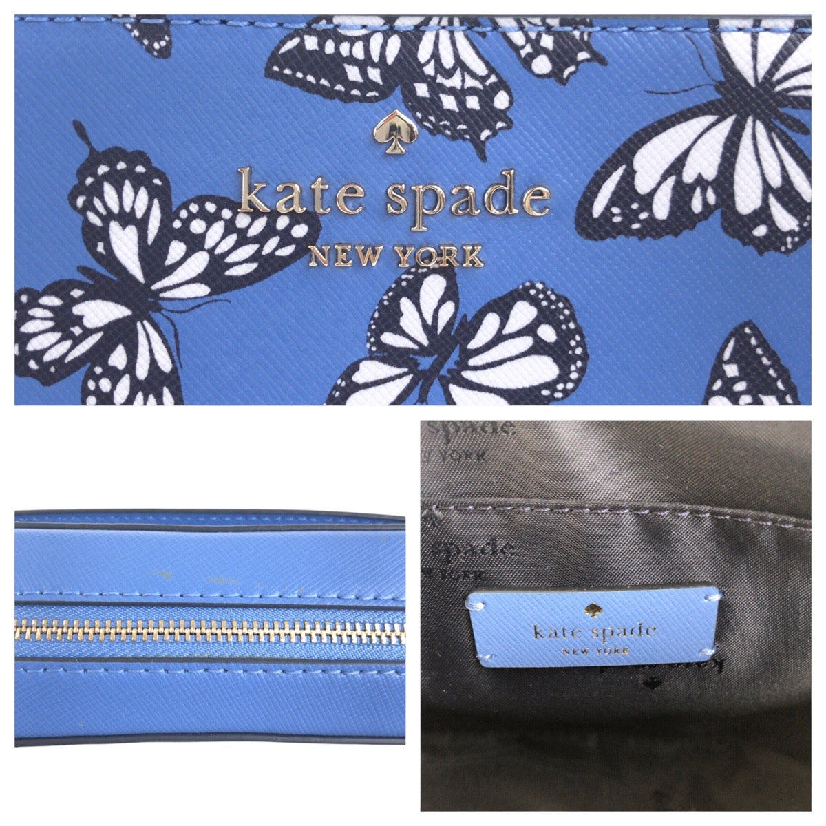 17834
Kate Spade ケイトスペード ブルー ネイビー シルバー金具 レザー 斜め掛け ショルダーバッグ  レディース N23