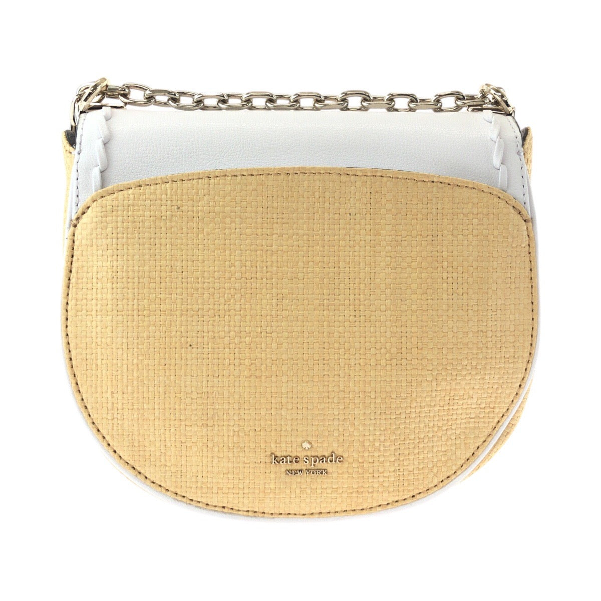 17836
Kate Spade ケイトスペード ホワイト レザー / ラフィア ショルダーバッグ ポシェット レディース N23