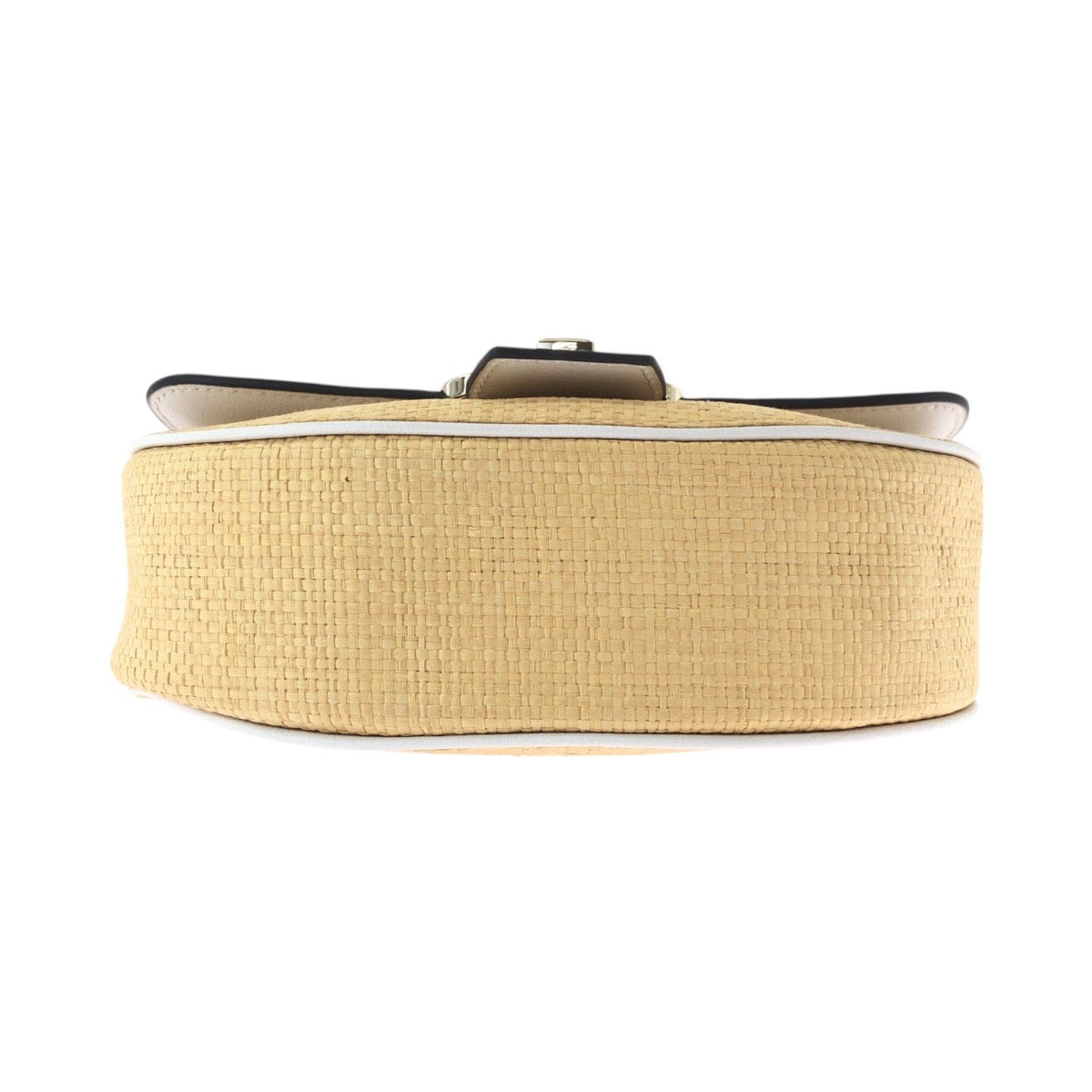 17836
Kate Spade ケイトスペード ホワイト レザー / ラフィア ショルダーバッグ ポシェット レディース N23