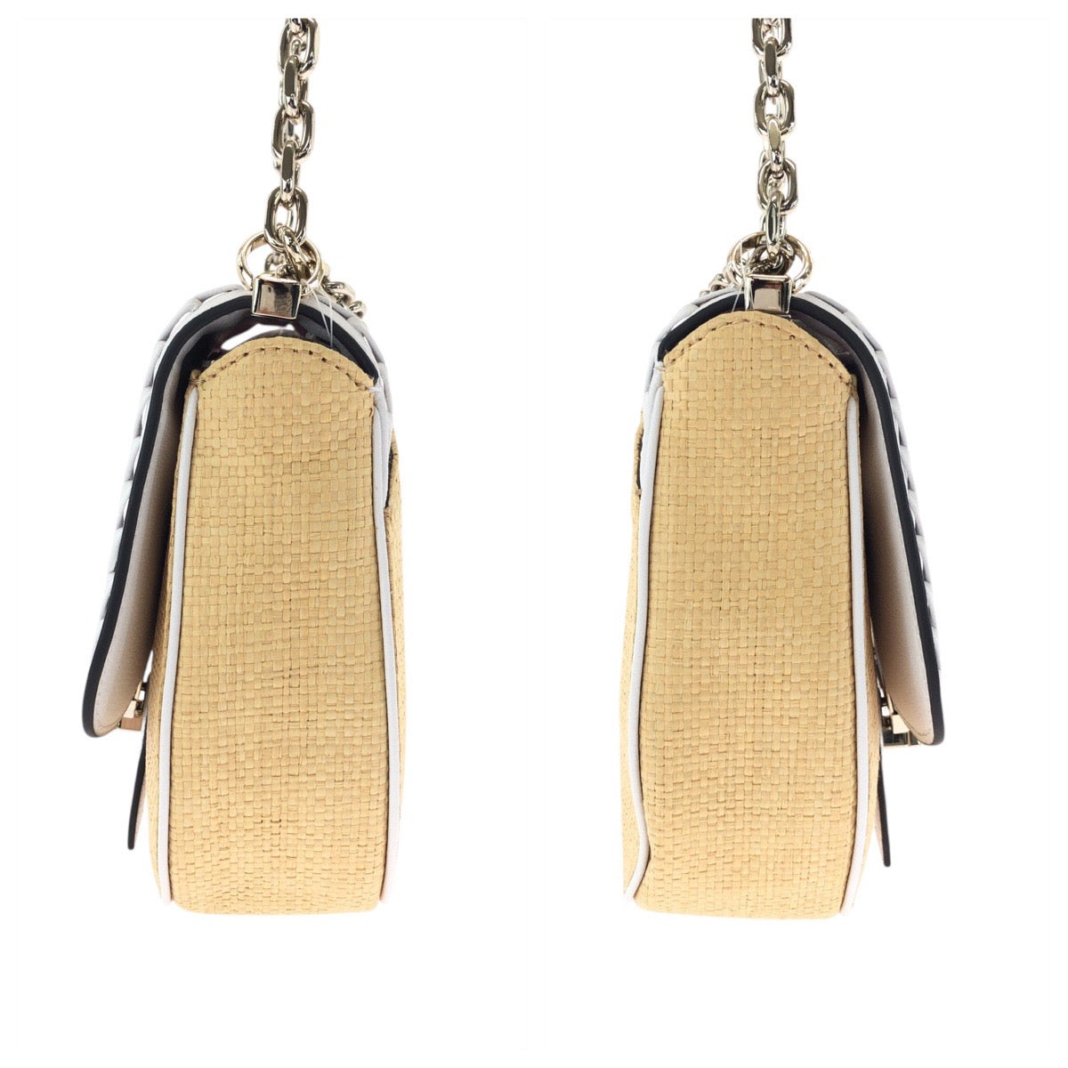 17836
Kate Spade ケイトスペード ホワイト レザー / ラフィア ショルダーバッグ ポシェット レディース N23