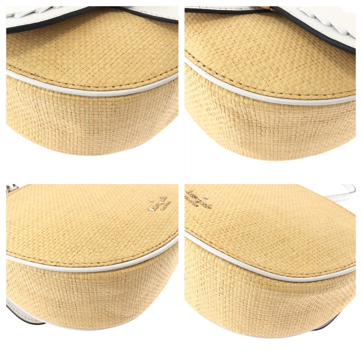 17836
Kate Spade ケイトスペード ホワイト レザー / ラフィア ショルダーバッグ ポシェット レディース N23