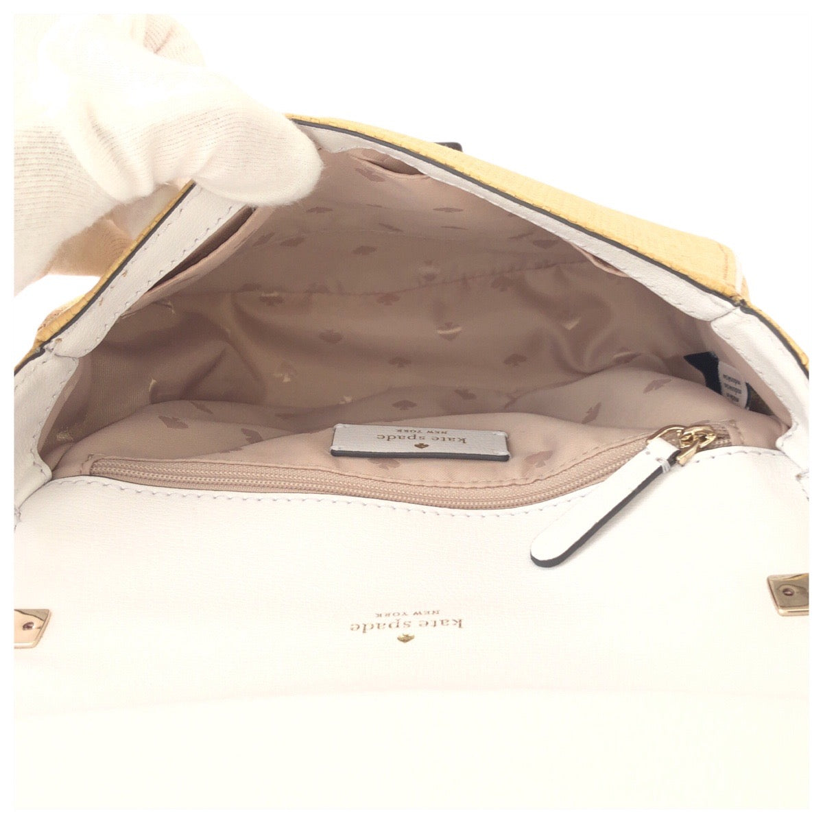 17836
Kate Spade ケイトスペード ホワイト レザー / ラフィア ショルダーバッグ ポシェット レディース N23