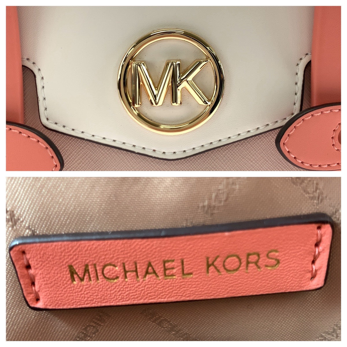 17838
Michael Kors マイケルコース ロゴ ピンク ホワイト ゴールド金具 レザー 35S2GNMS8T ショルダーバッグ ハンドバッグ 2way レディース N25