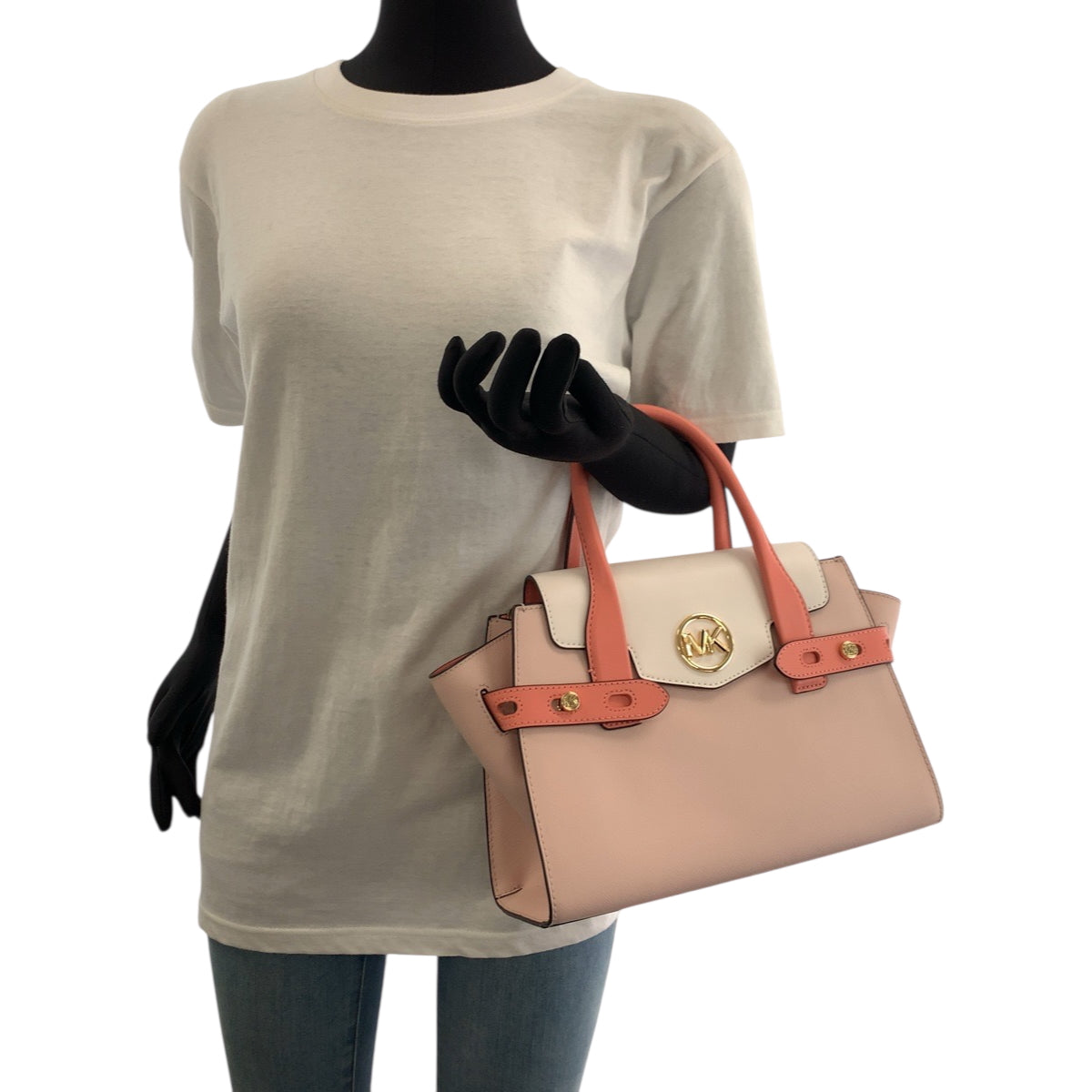 17838
Michael Kors マイケルコース ロゴ ピンク ホワイト ゴールド金具 レザー 35S2GNMS8T ショルダーバッグ ハンドバッグ 2way レディース N25