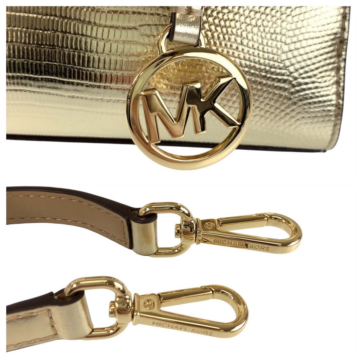 17839
Michael Kors マイケルコース SHEILA ペールゴールド PVC ハンドバッグ ショルダーバッグ 2way  レディース N23