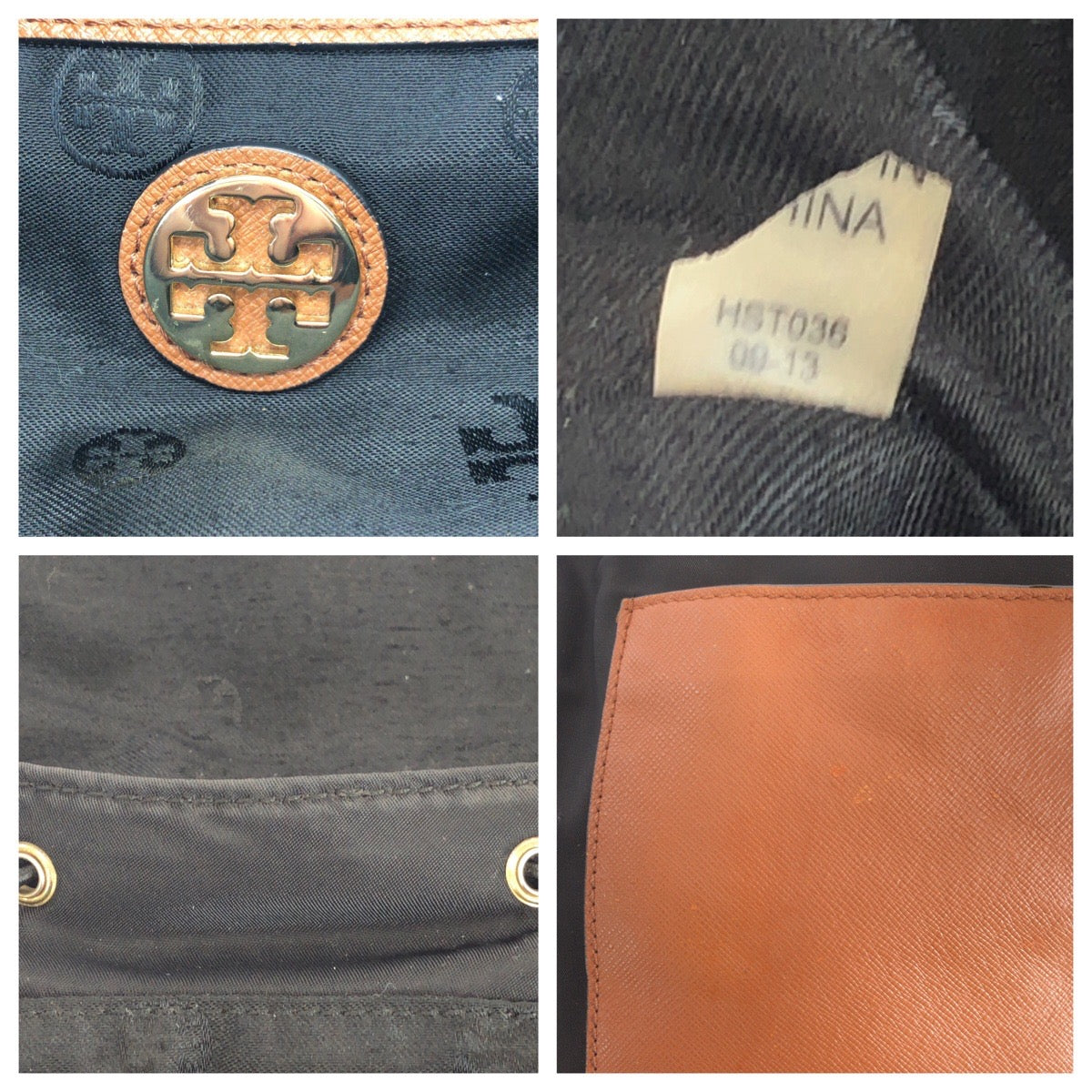 17842
Tory Burch トリーバーチ ブラック 黒 ブラウン ゴールド金具 ナイロン / レザー HST036 0913 リュック バックパック レディース AB