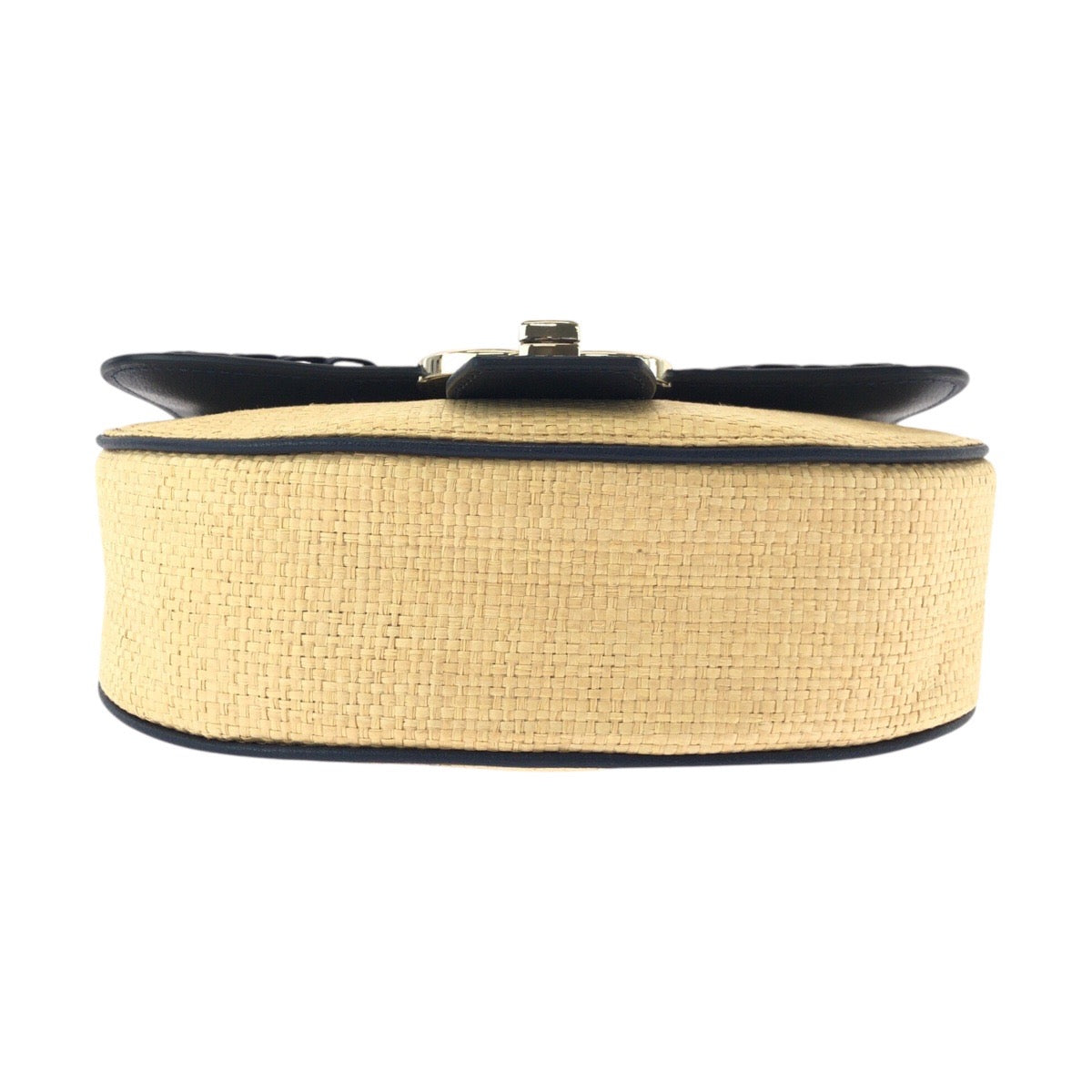 17843
Kate Spade ケイトスペード ネイビー レザー / ラフィア ショルダーバッグ ポシェット レディース N23