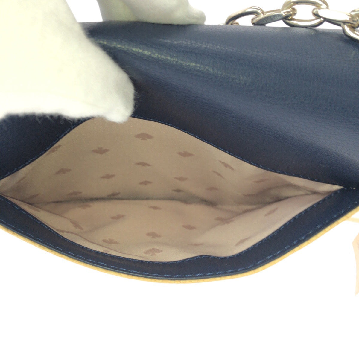 17843
Kate Spade ケイトスペード ネイビー レザー / ラフィア ショルダーバッグ ポシェット レディース N23