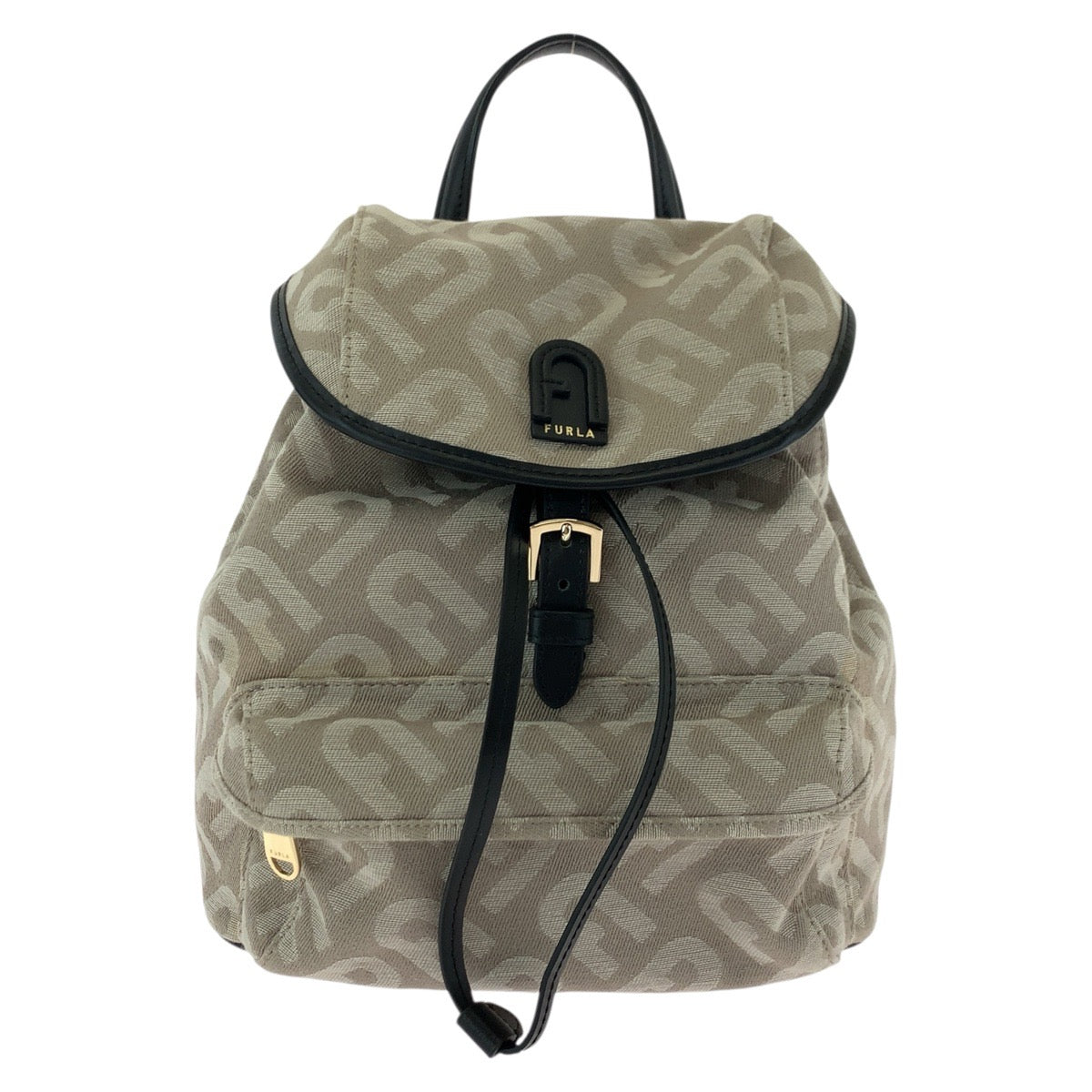 17844
Furla フルラ ベージュ ブラック ゴールド金具 キャンバス / レザー リュック バックパック  レディース ABP14