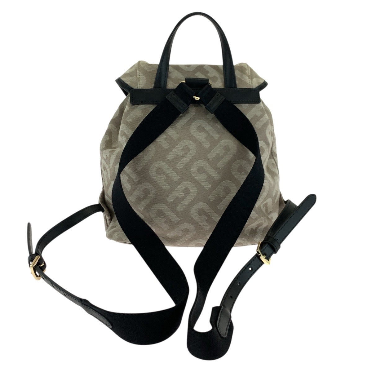 17844
Furla フルラ ベージュ ブラック ゴールド金具 キャンバス / レザー リュック バックパック  レディース ABP14