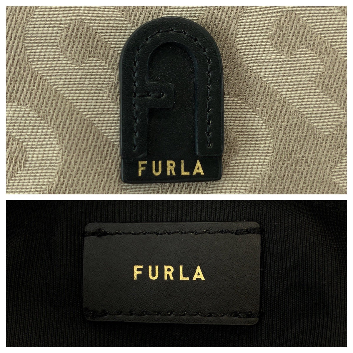 17844
Furla フルラ ベージュ ブラック ゴールド金具 キャンバス / レザー リュック バックパック  レディース ABP14