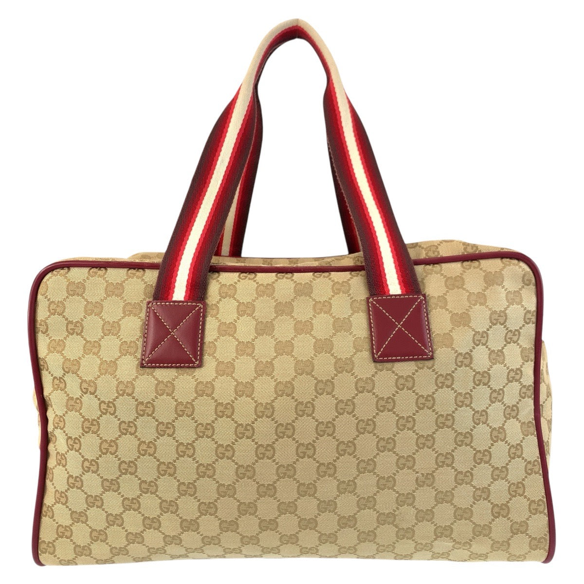 17845
GUCCI グッチ シェリーライン ベージュ ボルドー シルバー金具 GGキャンバス / レザー 153240 ボストンバッグ 男女兼用  レディース ABP62