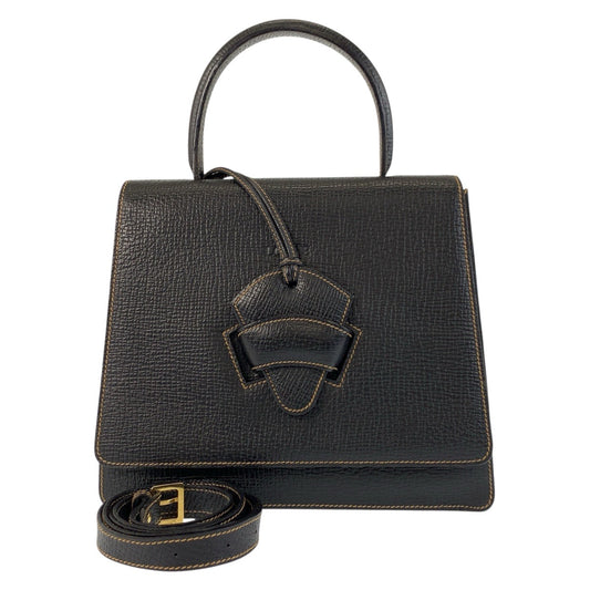 17847
LOEWE ロエベ ヴィンテージ バルセロナ ブラック 黒 ゴールド金具 レザー ハンドバッグ ショルダーバッグ レディース A62