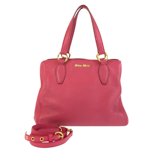 17848
Miu Miu ミュウ ミュウ ヴィッテロ カリブ ピンク ゴールド金具 レザー ハンドバッグ トートバッグ ショルダーバッグ 2way  レディース ABP48