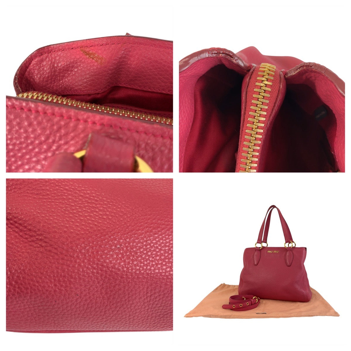 17848
Miu Miu ミュウ ミュウ ヴィッテロ カリブ ピンク ゴールド金具 レザー ハンドバッグ トートバッグ ショルダーバッグ 2way  レディース ABP48