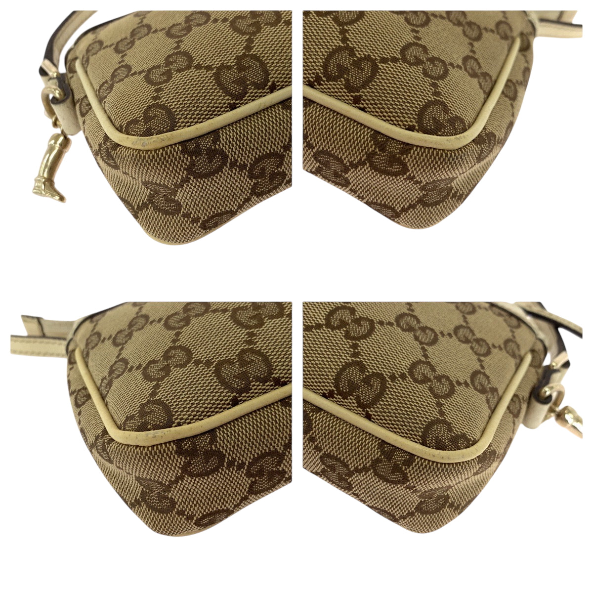 17850
GUCCI グッチ ベージュ アイボリー ゴールド金具 GGキャンバス 154432 ハンドバッグ アクセサリーポーチ  レディース ABP48