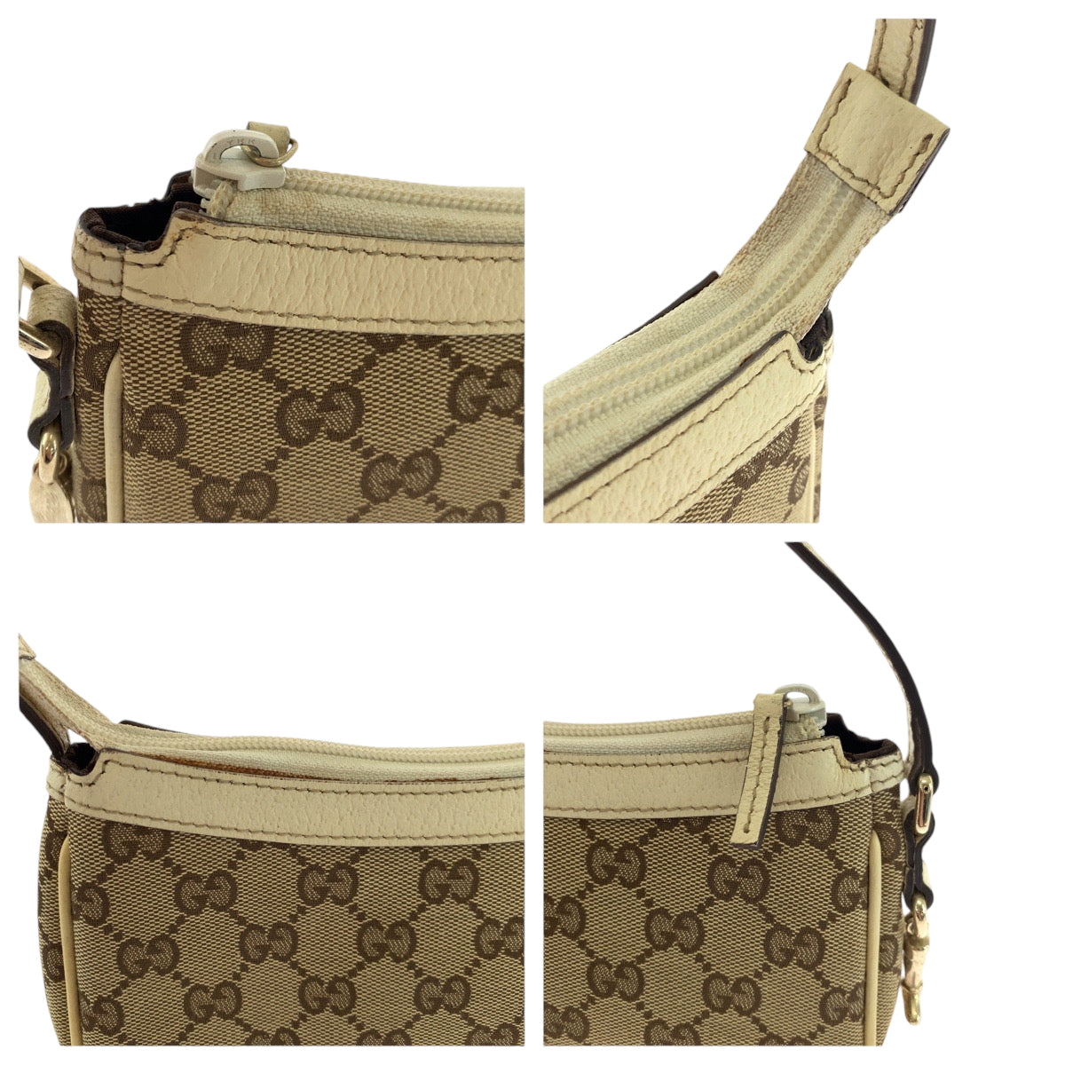 17850
GUCCI グッチ ベージュ アイボリー ゴールド金具 GGキャンバス 154432 ハンドバッグ アクセサリーポーチ  レディース ABP48